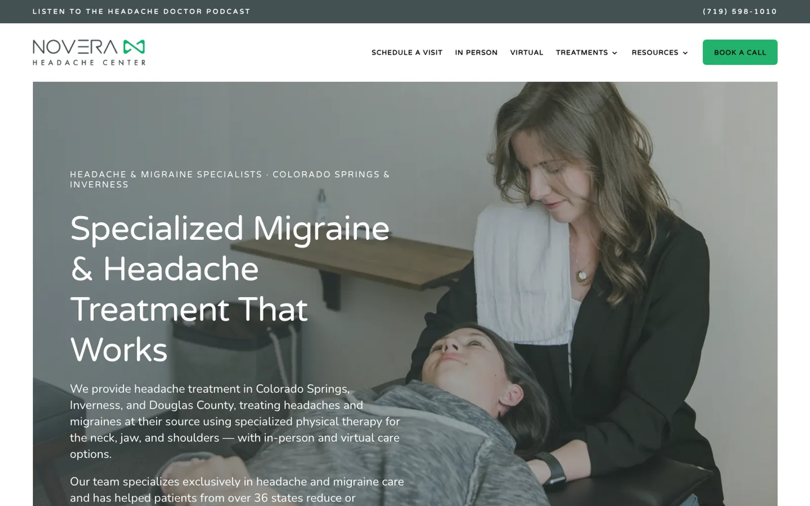 Novera Headache Center homepage