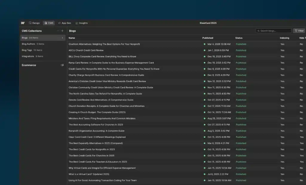 Webflow CMS collections
