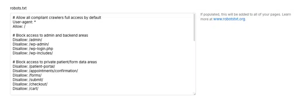 Webflow sitemap and robots.txt controls
