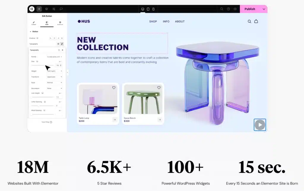 A screenshot showing the Elementor website builder platform