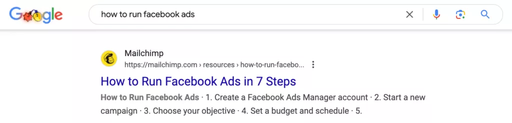 Screenshot showing a search with informational intent