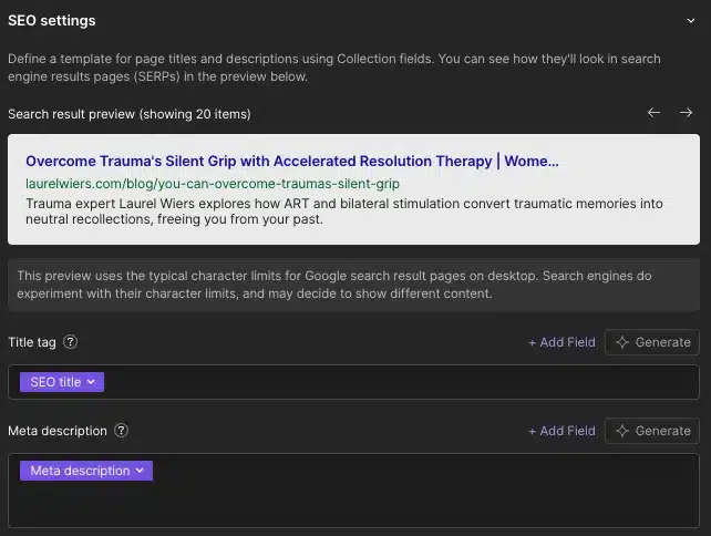 How to access collection template page settings