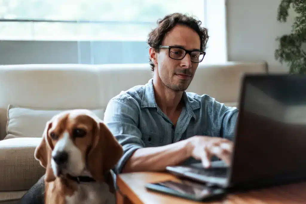 A man working on a Webflow website.
