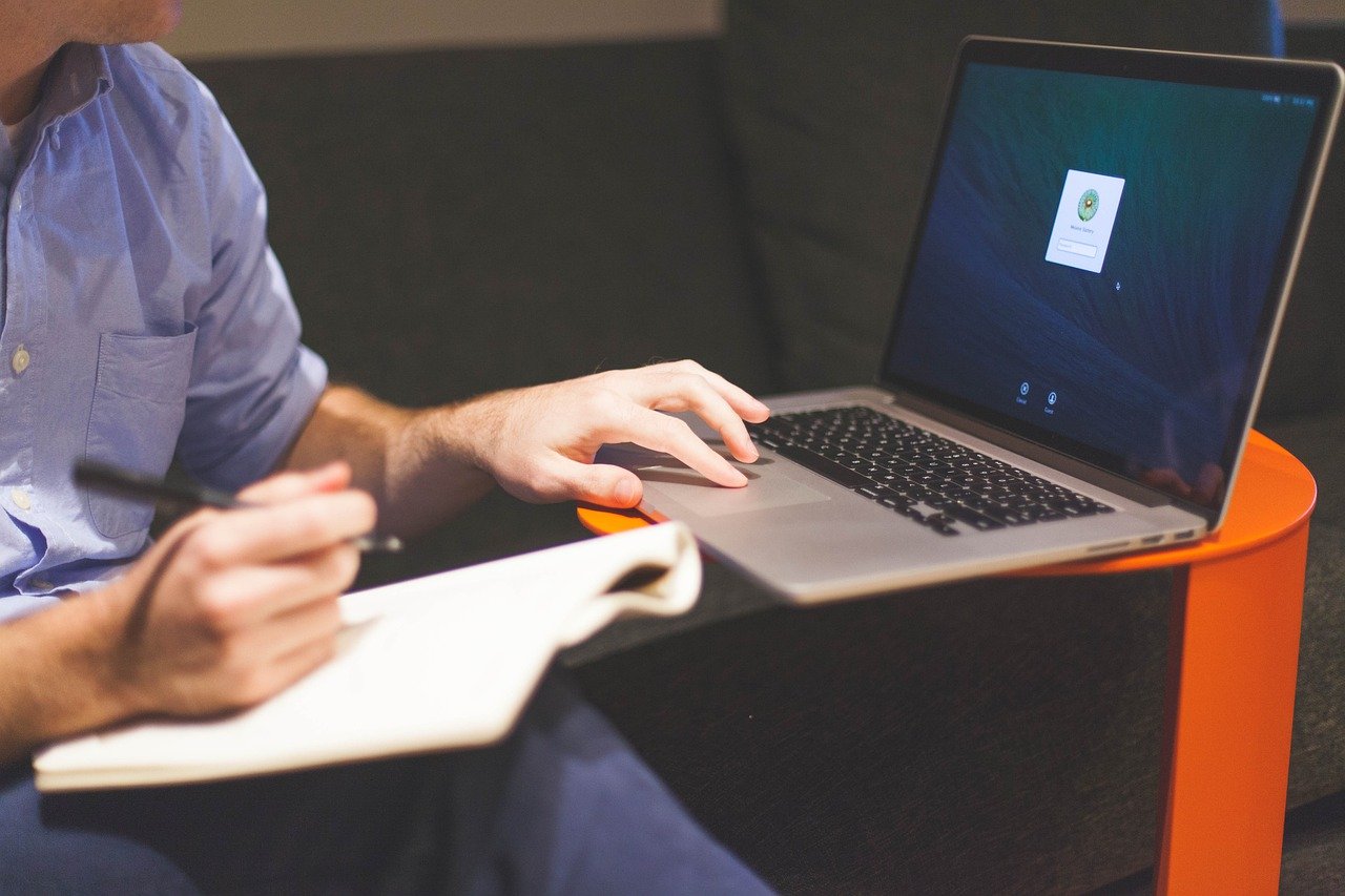 Entrepreneur working on laptop