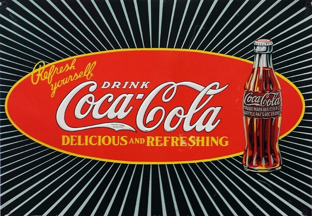 A mockup of a nostalgic winter advertisment for Coca-Cola