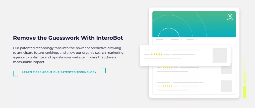 Screenshot of the InteroBot landing page, a tool that provides insights on how search engines see your website