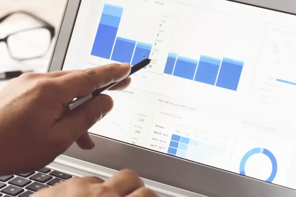 An SEO provider runs their client through results in Google Analytics.