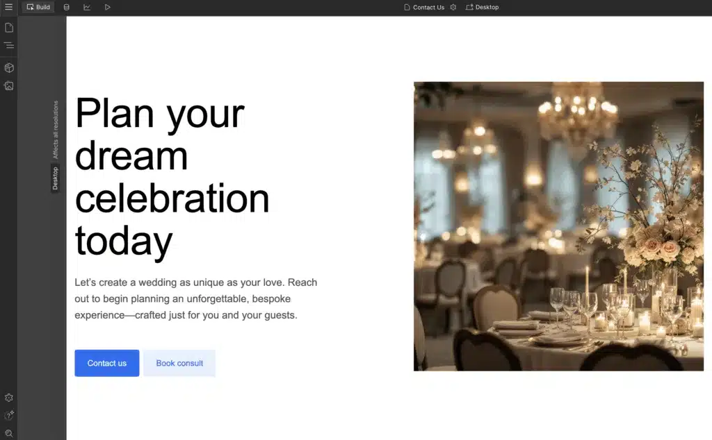 Screenshot showing a hero section generated with Webflow AI