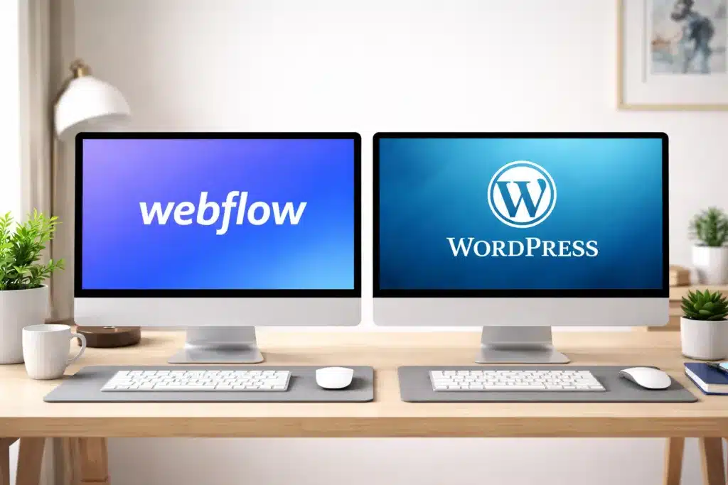 Webflow and WordPress are two site builder options.