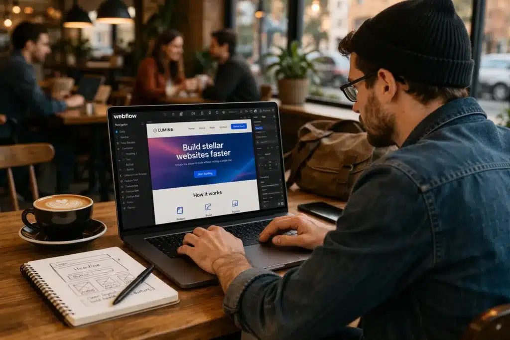 A web designer working on webflow.